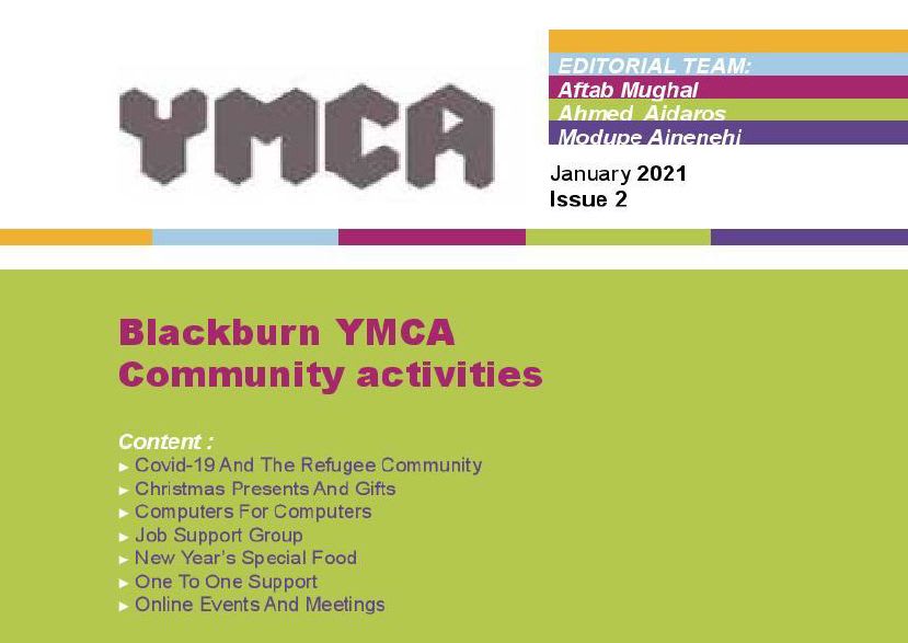 Blackburn YMCA Community activities front page of newsletter