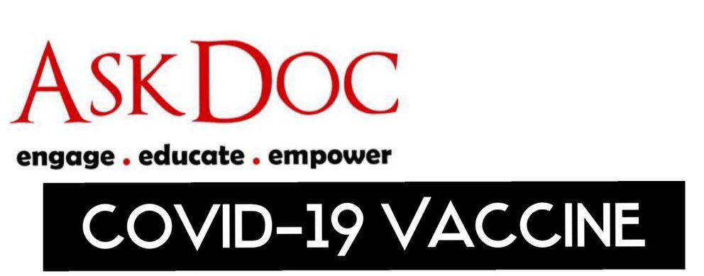 AskDoc Covid 19 information banner. AskDoc is a voluntary organisation which aims to engage, educate & empower ethnic minority communities on health.